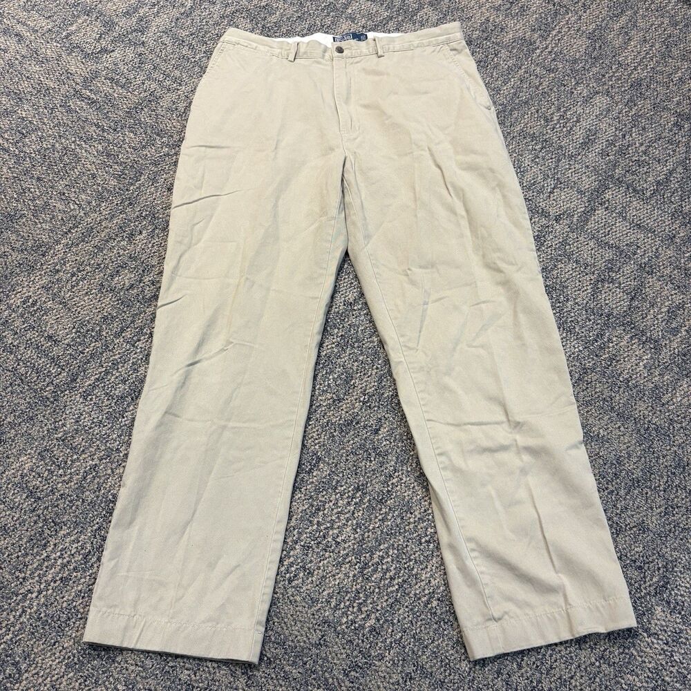 Polo Ralph Lauren Cotton Pants Mens 36x32 Beige Chino Classic Preppy